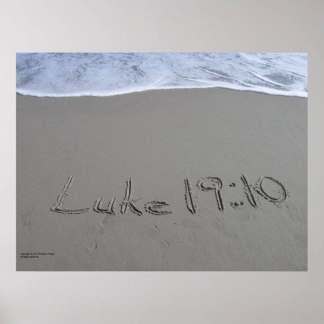 poster de Arte de Praia da bíblia - Luke 19:10 (Frente)