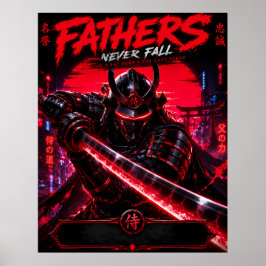 Pôster de Arte de Samurai Cyberpunk Pai