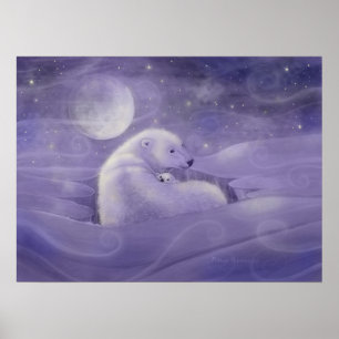 Pôster de Arte de Urso Polar do Inverno Suave