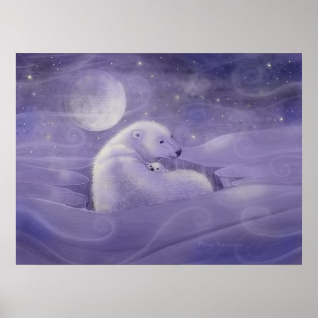 Pôster de Arte de Urso Polar do Inverno Suave (Frente)
