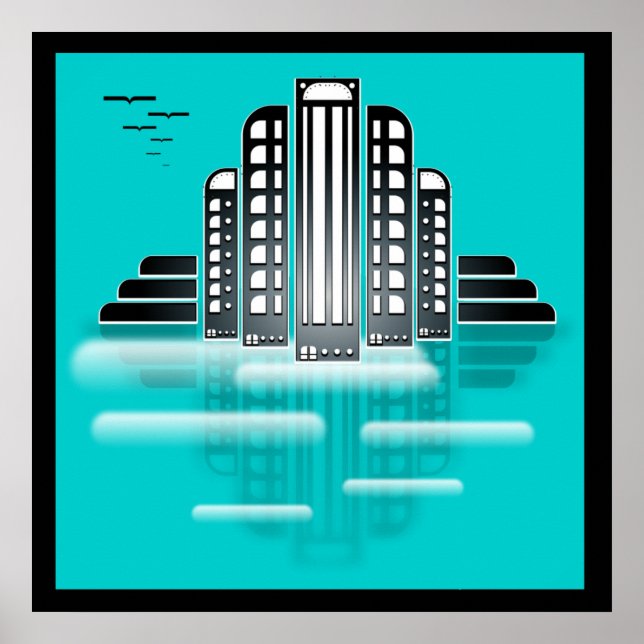 poster de arte deco cityscape (Frente)
