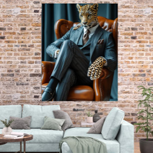 Pôster de Arte Digital de Leopardo Autoritário Fot