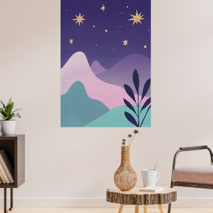 Poster de Arte do Céu Noturno da Montanha Celestia