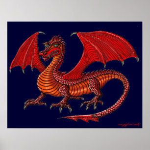 Poster de arte do dragão vermelho