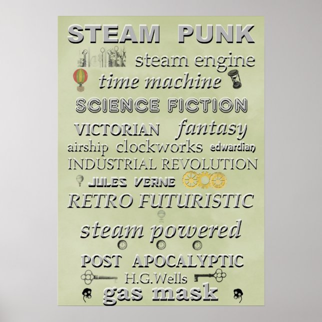 Poster de Arte do Metrô Steampunk (Frente)