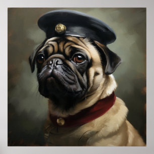 Pôster de Arte do Oficial Pug Personalizado com Bo