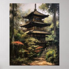 Poster de Arte do Templo Budista Japonês