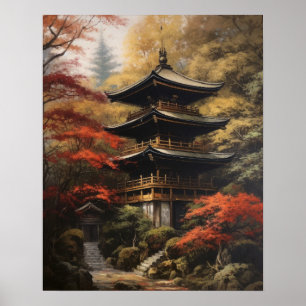 Poster de Arte do Templo Budista Japonês