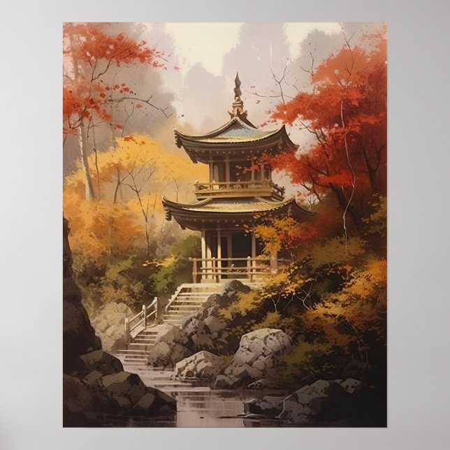 Poster de Arte do Templo Budista Japonês (Frente)