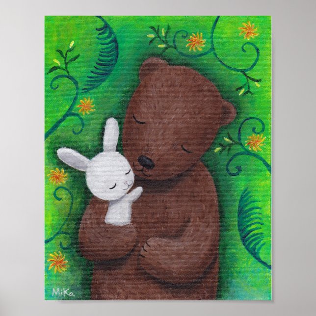 Poster de Arte do Urso e do Coelho Arte de Parede  (Frente)