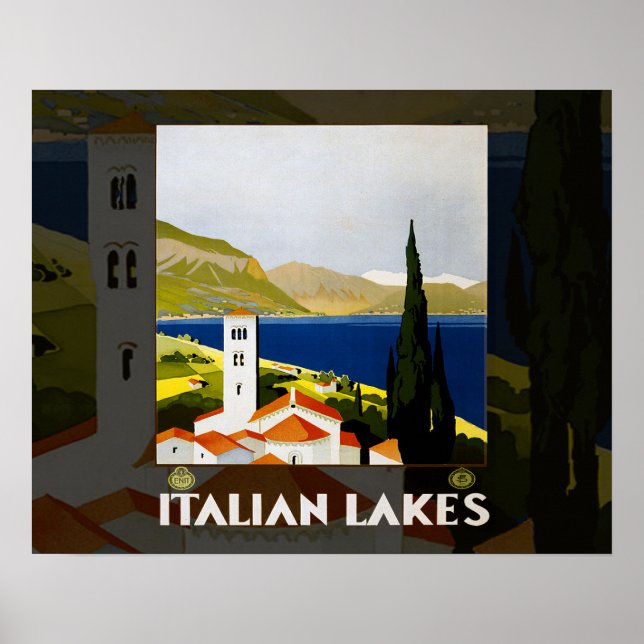 Poster de-arte dos Lagos Italianos (Frente)
