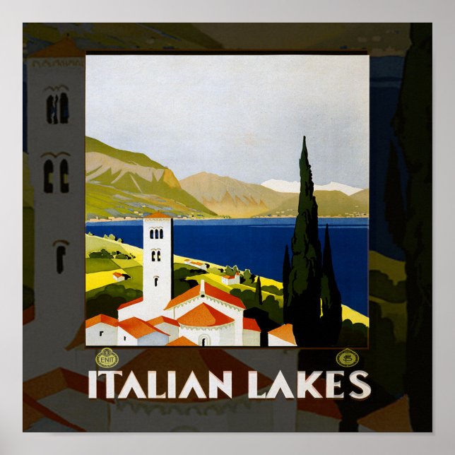 Poster de-arte dos Lagos Italianos (Frente)
