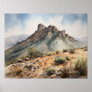 Pôster de Arte em Aquarela das Montanhas de Vidro