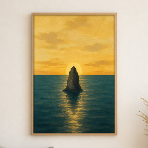 Pôster de Arte em Aquarela do Nascer do Sol com Pi