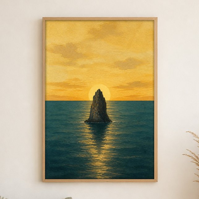 Pôster de Arte em Aquarela do Nascer do Sol com Pi (Shown framed for scale. Poster ships unframed; frames are an optional add-on.)