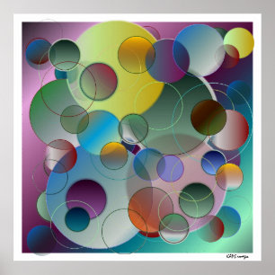 Poster de Arte em Círculos Abstrato Dimensionais
