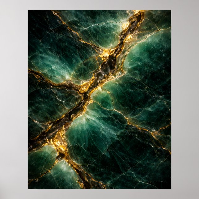 Pôster de Arte em Jade Verde Esmeralda Abstrato e  (Frente)