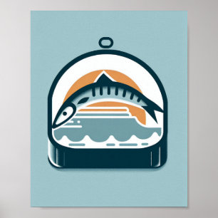 Poster de Arte em Lata de Sardinha Silhueta