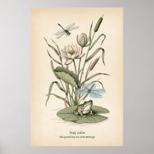 Poster de Arte em Linha de Rãzinha no Lago de Líri