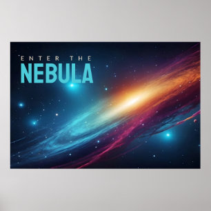 Pôster de Arte Espacial Abstrata Neon Supernova Có