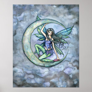 Poster de Arte Fantasia Fada e Lua