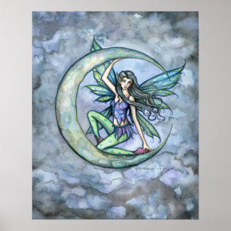 Poster de Arte Fantasia Fada e Lua