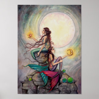 Pôster de Arte Fantasia Gemini Mermaids