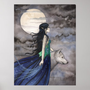 Pôster de Arte Fantasia Noite do Lobo