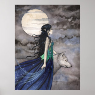 Pôster de Arte Fantasia Noite do Lobo