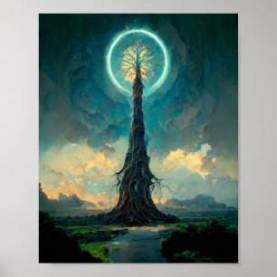 Poster de Arte Fantástica em Árvore Cósmica