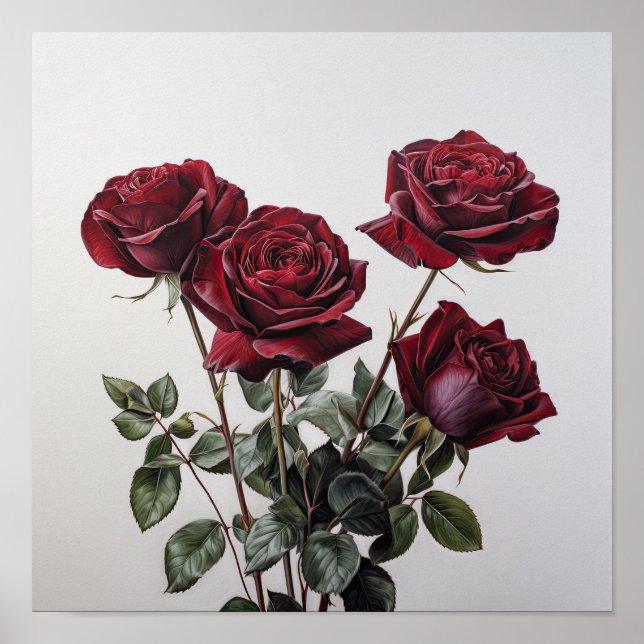 Poster de Arte Flor do Rosa vermelha (Frente)