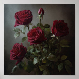 Poster de Arte Flor do Rosa vermelha