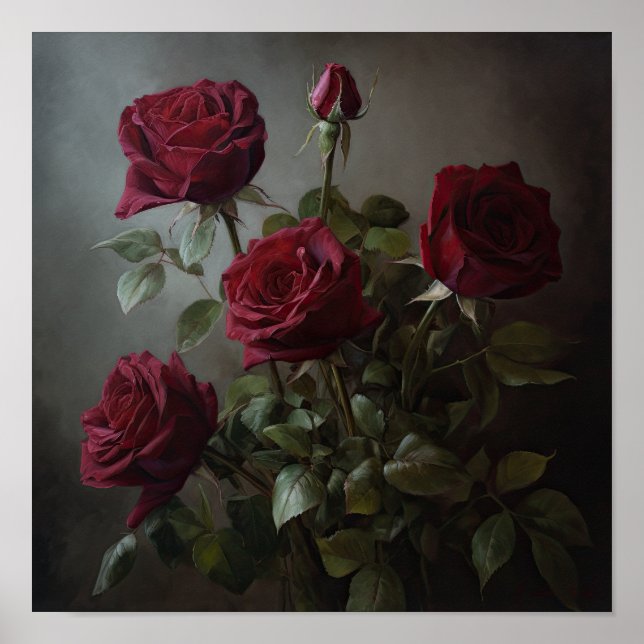 Poster de Arte Flor do Rosa vermelha (Frente)