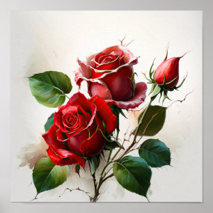 Poster de Arte Flor do Rosa vermelha