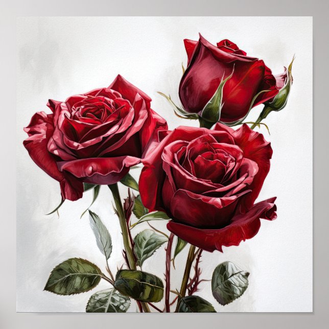 Poster de Arte Flor do Rosa vermelha (Frente)