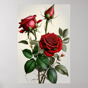 Poster de Arte Flor do Rosa vermelha