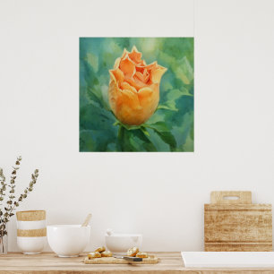 Pôster de Arte Floral de Flor Tropical Laranja