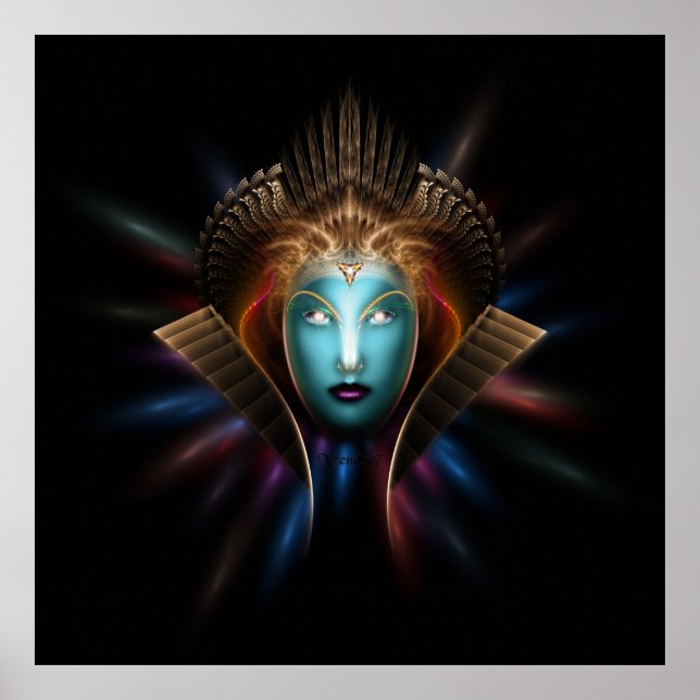 Poster de Arte Fractal da Rainha Riddian (Frente)