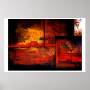 Poster de Arte Horizontal Vermelha Abstrato quadra