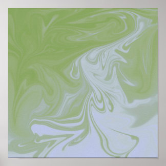Poster de Arte Líquida Azeitona Verde, Branco
