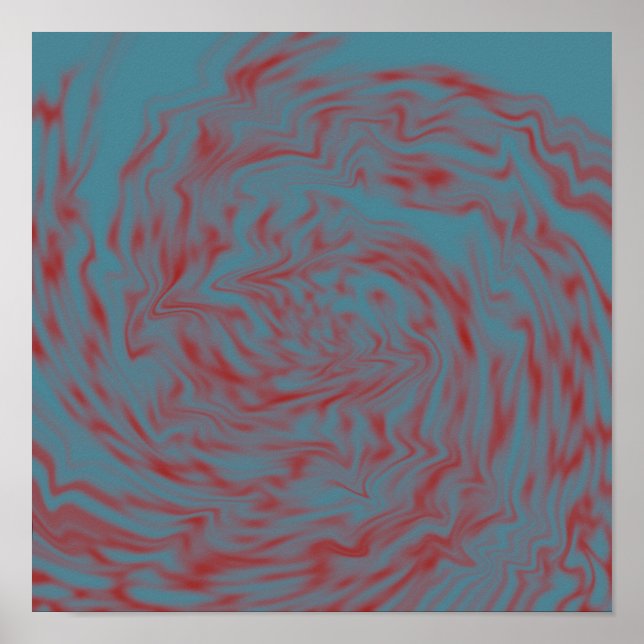 Poster de Arte Líquida Teal E Vermelha (Frente)