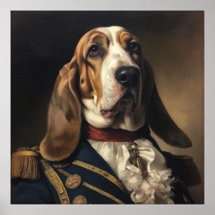 Pôster de Arte Militar Régia do Basset Hound Perso