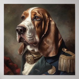 Pôster de Arte Militar Régia do Basset Hound Perso