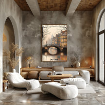 Poster de Arte Mínima de Amesterdã City Skyline