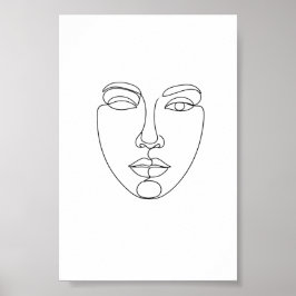 Pôster de Arte Minimalista de Rosto Abstrato em Li