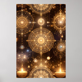 Poster de Arte Mística Celestial ouro