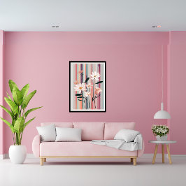 Poster de Arte Moderna com Flores Minimalistas