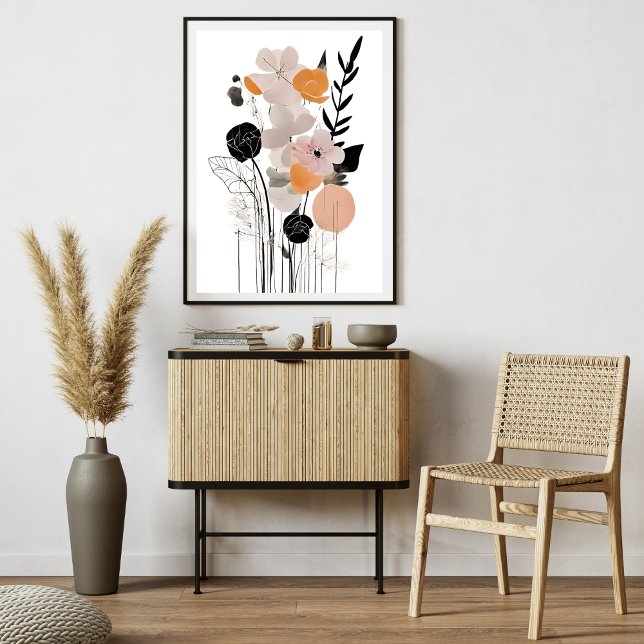 Poster de Arte Moderna das Flores de Elegância Min (Minimalist Elegance Flowers Modern Art Poster)