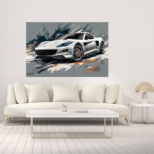 Poster de Arte Moderna de Carro Esportivo Branco