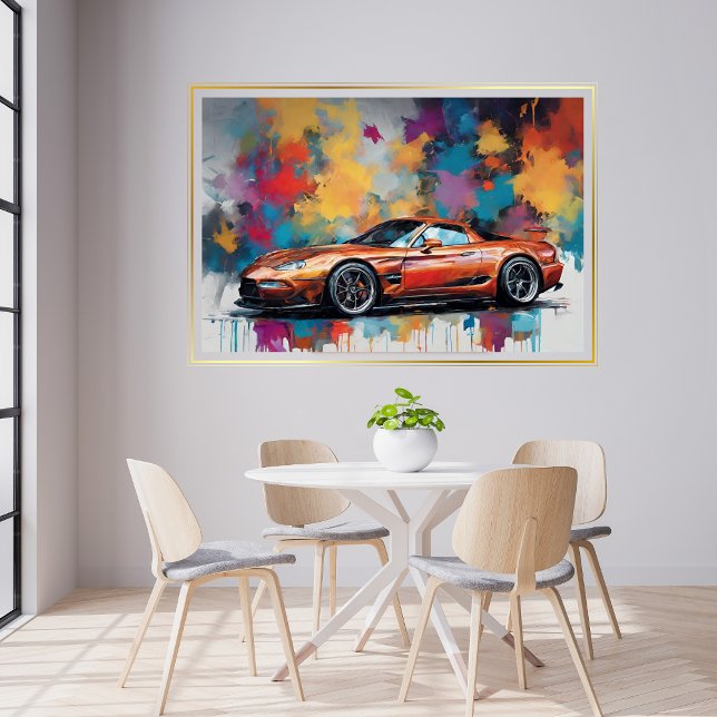 Poster de Arte Moderna Laranja de Carro Esportivo (Sports Car Orange Modern Art Poster)